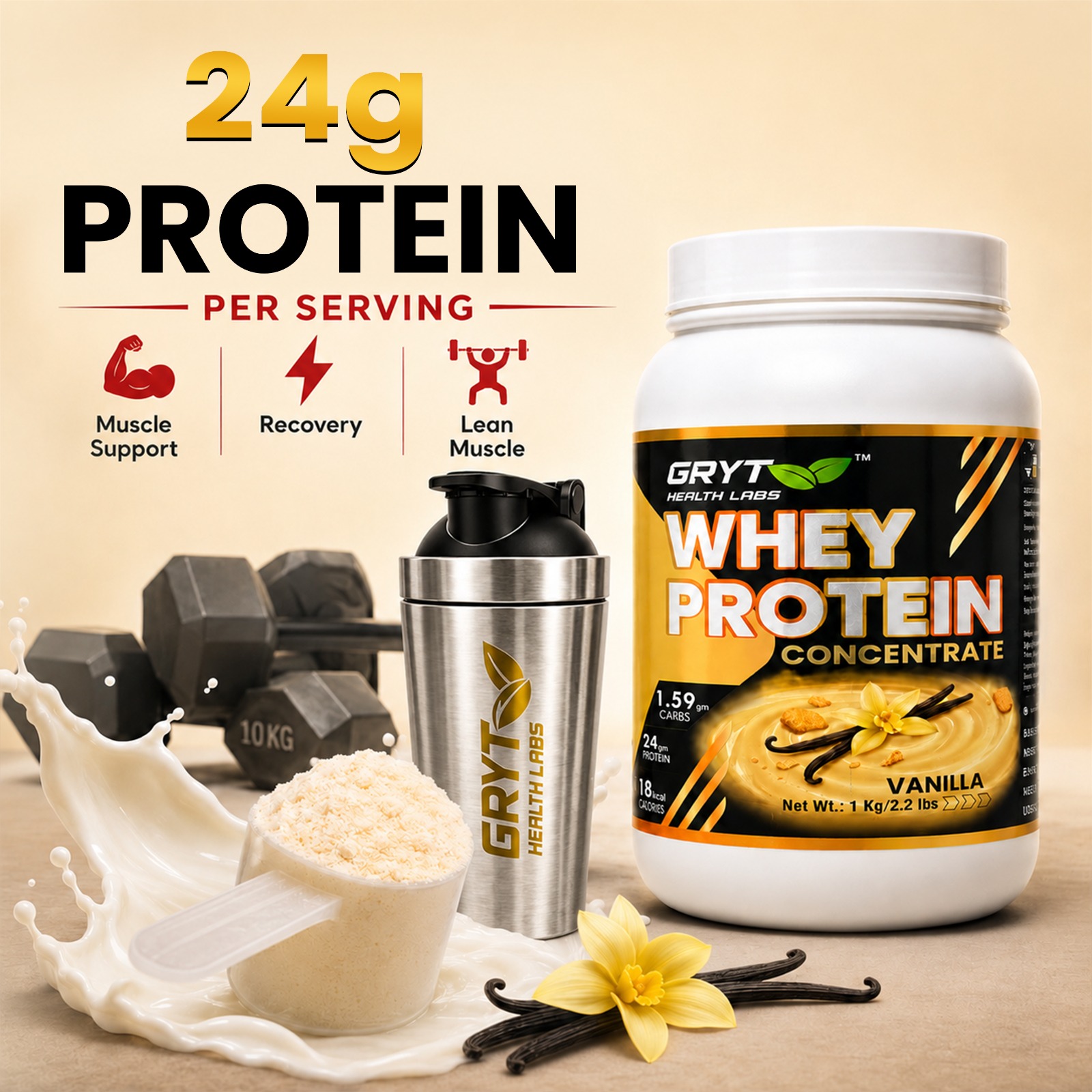 Vanilla Whey Protein Concentrate for Daily Fitness